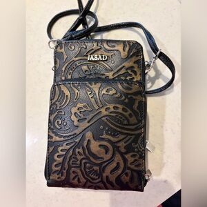 JASAD Black and Brown Embossed Crossbody Bag